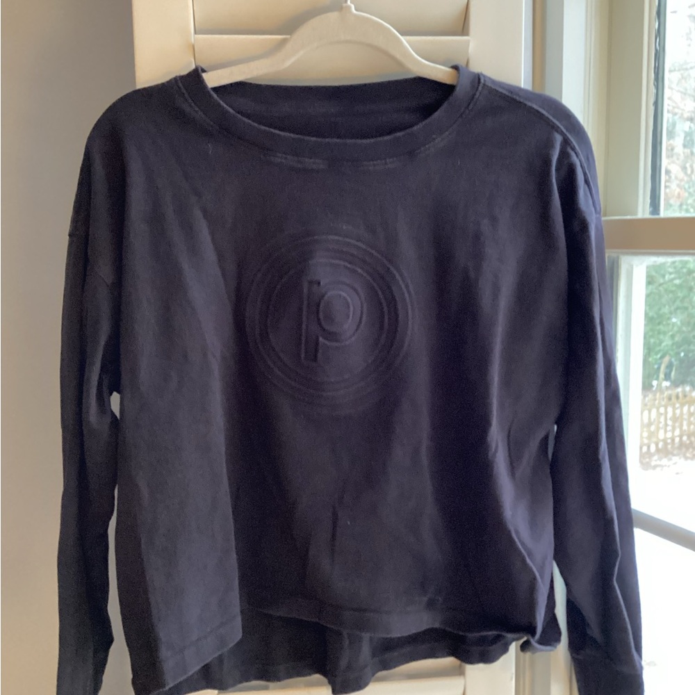Pure Barre Black Embossed Crew Neck Long Sleeve Tee